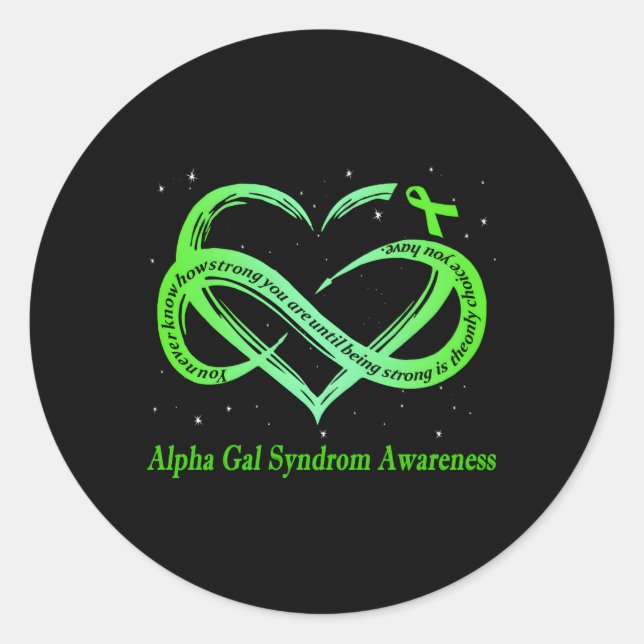 I Wear Green For Alpha Gal Syndrome Awareness Warr Classic Round Sticker (Front)