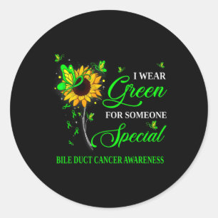 I Wear Green For Bile Duct Cancer Awareness Sunflo Classic Round Sticker