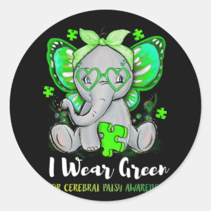I Wear Green For Cerebral Palsy Awareness Classic Round Sticker