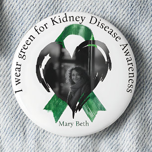 I Wear Green for Kidney Disease Awareness Photo 6 Cm Round Badge