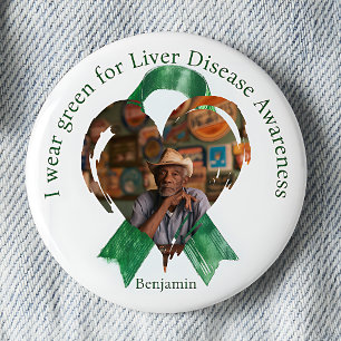 I Wear Green for Liver Disease Awareness Photo 6 Cm Round Badge