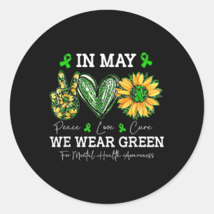 I Wear Green For Mental Health Awareness Butterfly Classic Round Sticker