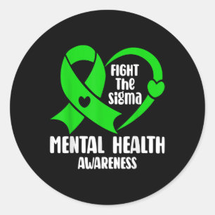 I Wear Green For Mental Health Awareness Butterfly Classic Round Sticker