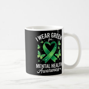 I Wear Green For Mental Health Awareness Butterfly Coffee Mug