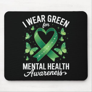 I Wear Green For Mental Health Awareness Butterfly Mouse Mat