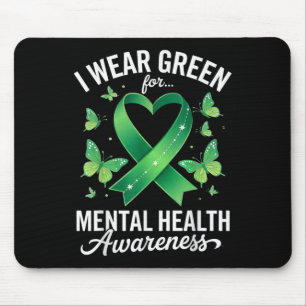 I Wear Green For Mental Health Awareness Butterfly Mouse Mat