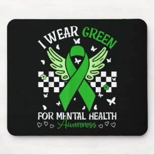 I Wear Green For Mental Health Awareness Butterfly Mouse Mat