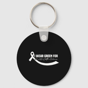 I Wear Green For Mental Health Awareness Green Rib Key Ring