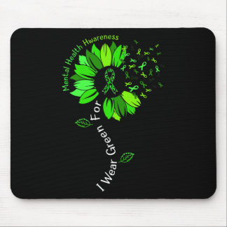 I Wear Green For Mental Health Awareness Green Rib Mouse Mat