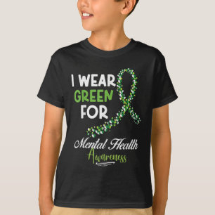 I Wear Green For Mental Health Awareness Green Rib T-Shirt