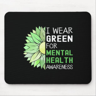 I Wear Green For Mental Health Awareness Green Sun Mouse Mat