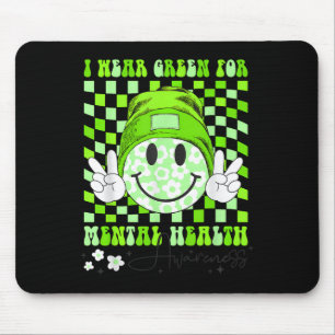 I Wear Green For Mental Health Awareness Groovy Sm Mouse Mat