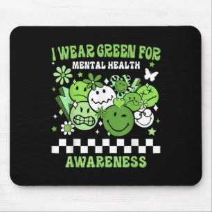 I Wear Green For Mental Health Awareness Groovy Sm Mouse Mat