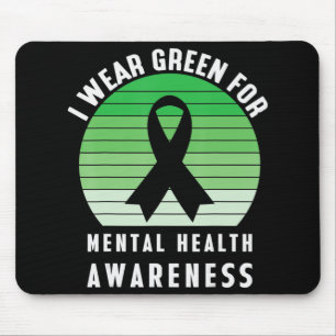 I Wear Green For Mental Health Awareness Month Rib Mouse Mat