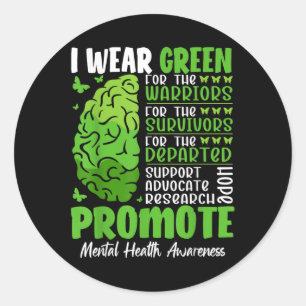 I Wear Green For Mental Health Awareness Support M Classic Round Sticker