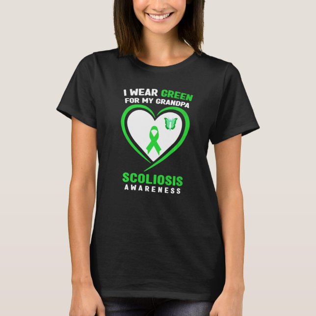 I Wear Green For My Grandpa Scoliosis Awareness T-Shirt (Front)