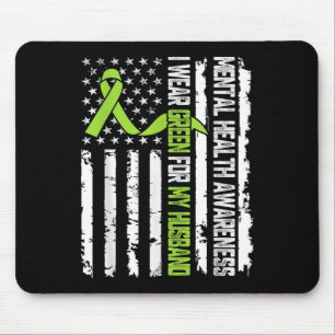 I Wear Green For My Husband Mental Health Awarenes Mouse Mat