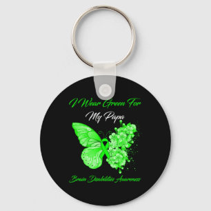 I Wear Green For My Papa Brain Disabilities Awaren Key Ring
