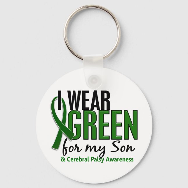 I Wear Green For My Son 10 Cerebral Palsy Key Ring (Front)