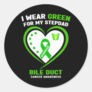 I Wear Green For My Stepdad Bile Duct Cancer Aware Classic Round Sticker