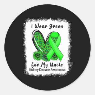 I Wear Green For My Uncle Kidney Disease Awareness Classic Round Sticker