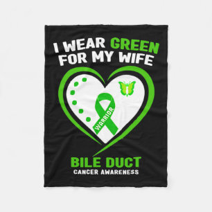 I Wear Green For My Wife Bile Duct Cancer Awarenes Fleece Blanket