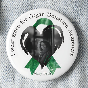 I Wear Green for Organ Donation Awareness Photo 6 Cm Round Badge