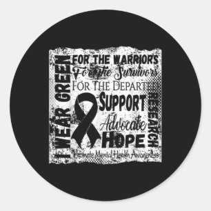I Wear Green For The Warriors Shirt Mental Health Classic Round Sticker