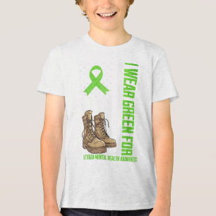 I Wear Green For Veteran Mental Health Awareness M Tri-Blend Shirt