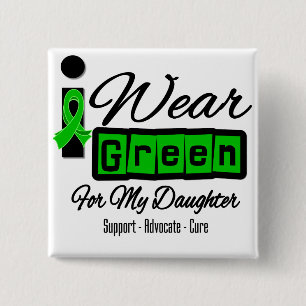 I Wear Green Ribbon (Retro) - Daughter 15 Cm Square Badge