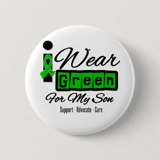 I Wear Green Ribbon (Retro) - Son 6 Cm Round Badge (Front)