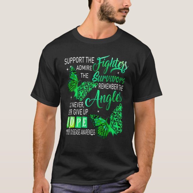 I Wear Green Support The Fighters Kidney Disease A T-Shirt (Front)