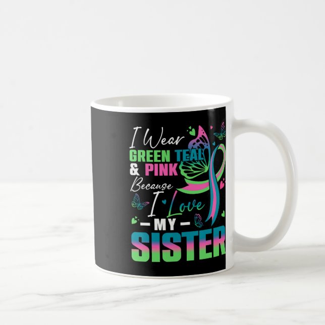 I Wear Green Teal Pink Because I Love My Sister Mb Coffee Mug (Right)