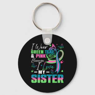I Wear Green Teal Pink Because I Love My Sister Mb Key Ring