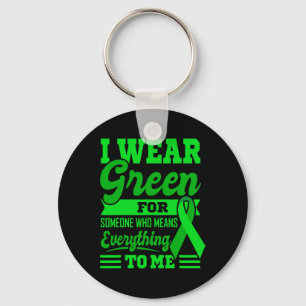 I WEAR GREEN World Cancer Day Gift Green Ribbon Ch Key Ring