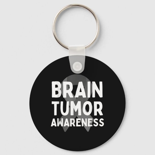 I Wear Grey For Brain Tumour Awareness Grey S Ribb Key Ring (Front)
