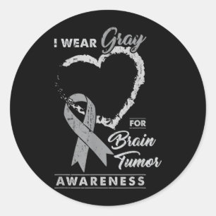 I Wear Grey For Brain Tumour Awareness Vintage Classic Round Sticker