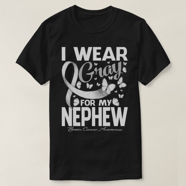 I Wear Grey For My Nephew Brain Cancer Awareness B T-Shirt (Design Front)