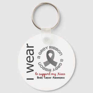 I Wear Grey For My Niece 17 Brain Cancer Key Ring