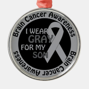 I Wear Grey For My Son Brain Cancer Awarenes Metal Tree Decoration