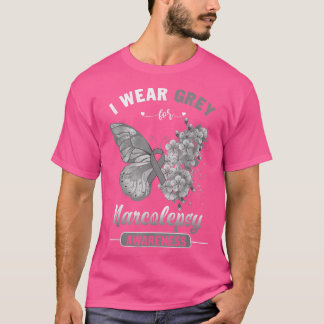 I Wear Grey For Narcolepsy Awareness Butterfly  T-Shirt