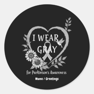 I Wear Grey For Parkinson's Awareness Warrior Classic Round Sticker