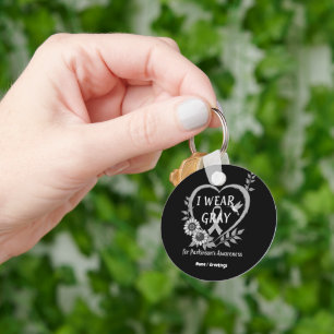 I Wear Grey For Parkinson's Awareness Warrior Key Ring