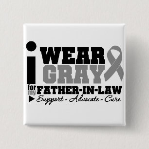 I Wear Grey Ribbon For My Father-in-Law 15 Cm Square Badge