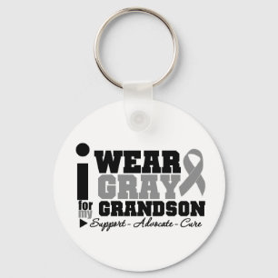 I Wear Grey Ribbon For My Grandson Key Ring
