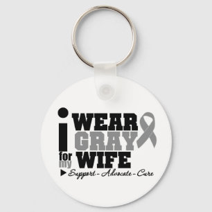 I Wear Grey Ribbon For My Wife Key Ring