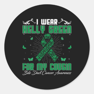 I Wear Kelly Green For My Cousin Bile Duct Cancer Classic Round Sticker