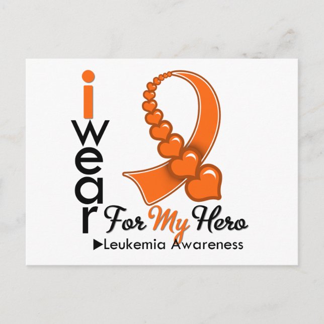 I Wear Leukaemia Ribbon For My Hero Postcard (Front)