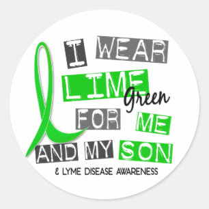 I Wear Lime Green 37 Me and My Son Lyme Disease Classic Round Sticker