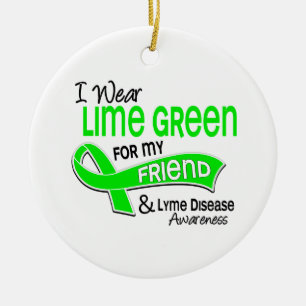 I Wear Lime Green 42 Friend Lyme Disease Ceramic Tree Decoration